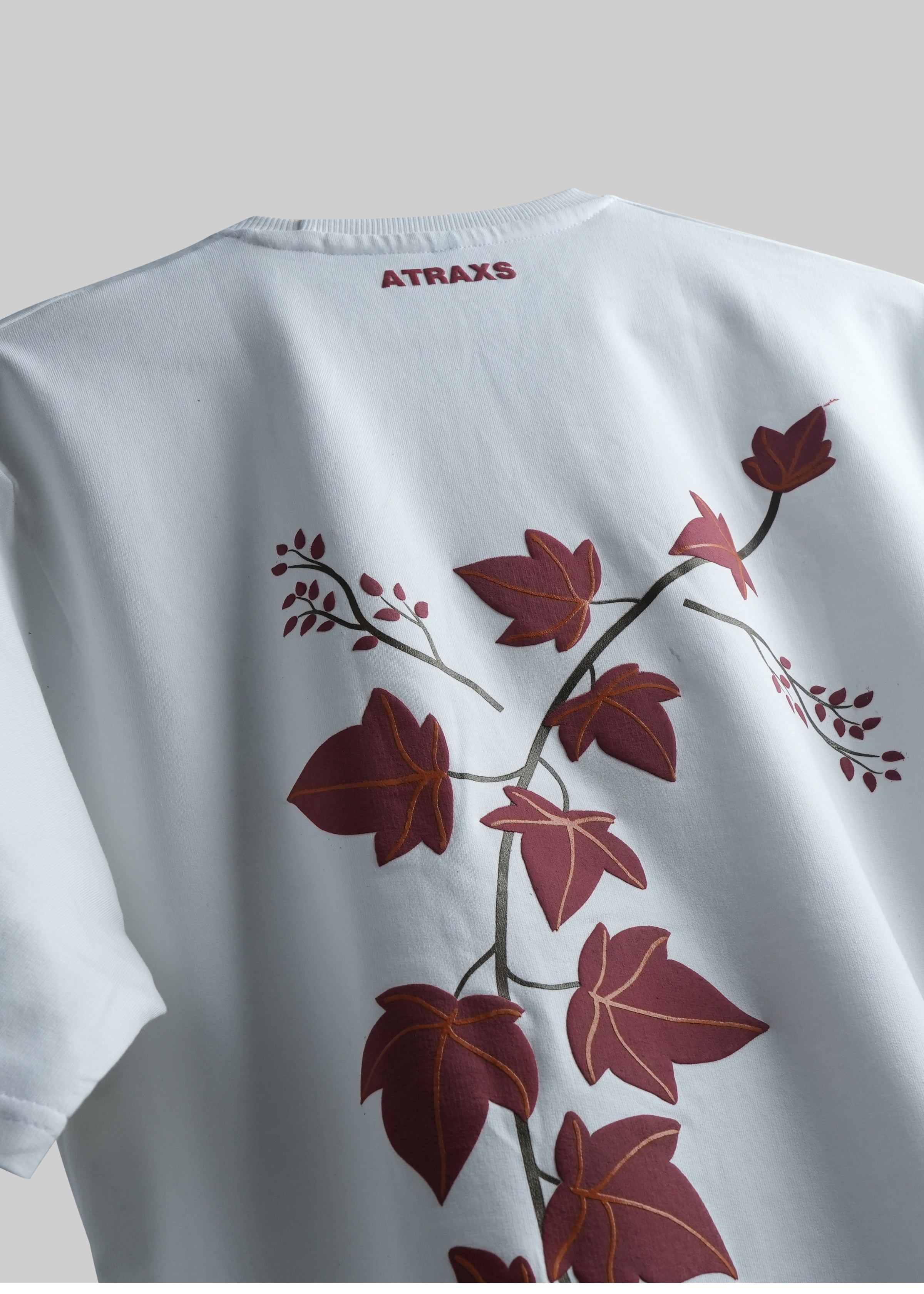 Stylish Off White Cotton T Shirt Premium Maple Leaves Design Attire Axis